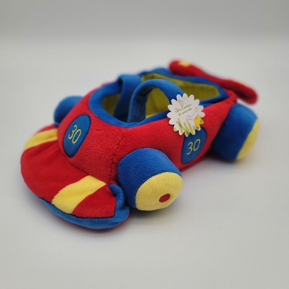 Vintage 90s Colorful Kids 13” Inch Racecar #30 Plush Easter Basket. New With Tag